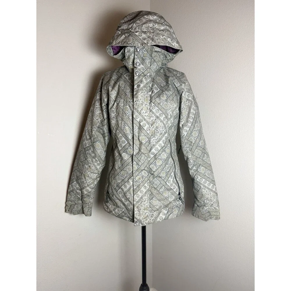 Burton White Collection DryRide Snowboard Ski Jacket XS Floral Hooded